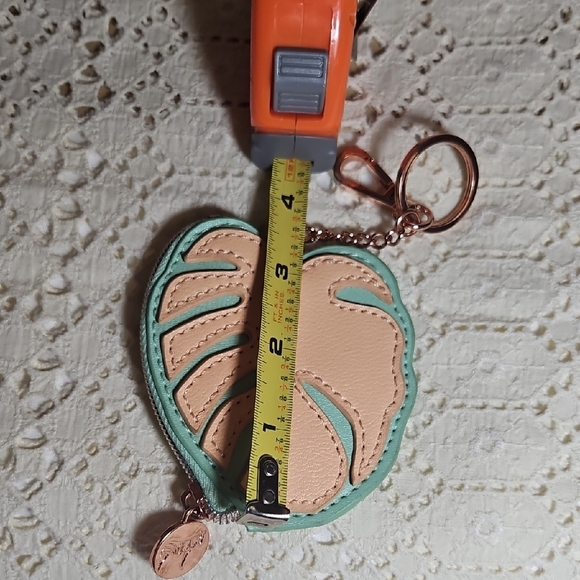 Dabney Lee Monstera Leaf Keychain Pouch in Cream and Mint - Picture 3 of 7